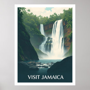 Affiche Cascades de la rivière Dunn, Jamaïque illustration
