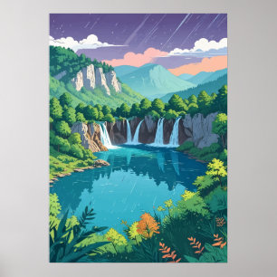 Affiche Cascades des lacs de Plitvice Art