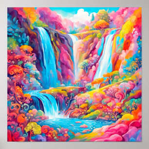 Affiche Cascades d'Imaginaire vibrantes dans un cadre de c