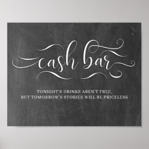 Affiche Cash Bar Wedding Reception Sign