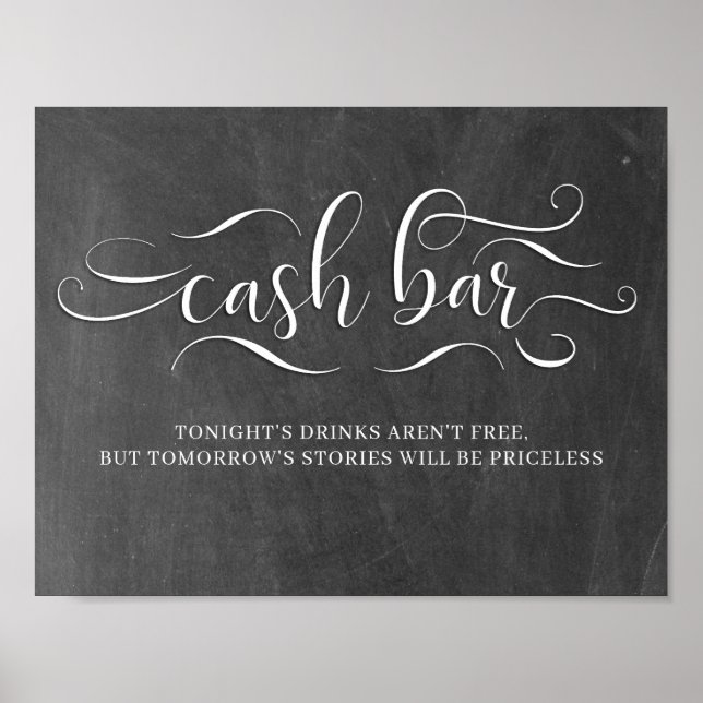 Affiche Cash Bar Wedding Reception Sign (Devant)