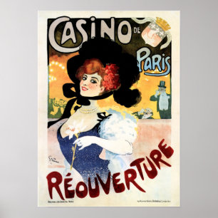 Affiche CASINO DE PARIS Reouverture Musique Vintage