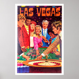 Affiche Casino, Las Vegas, les gens jouent à la roulette