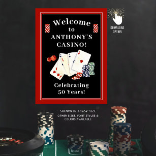 Affiche Casino Poker fête d'anniversaire Accueil personnal