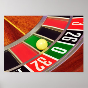 Affiche casino roulette ball numéro zéro jeu