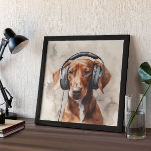 Affiche Casque audio Dachshund Music Factory Art