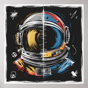 Affiche Casque d'astronaute Abstrait