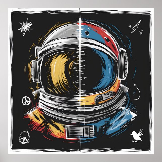 Affiche Casque d'astronaute Abstrait (Devant)