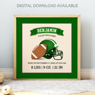 Affiche Casque de football américain vert Statistiques de 