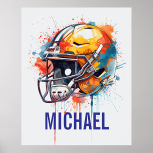 Affiche Casque de football motivationnel inspirant Nom