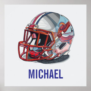 Affiche Casque de football Pop Art Nom Motivationnel