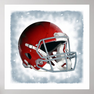 Affiche Casque de football rouge style pop art rétro