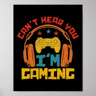 Affiche Casque de gamer drôle rétro Désolé, je ne peux pas