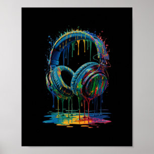 Affiche Casque de Gamer Éclaboussure de Peinture Amateur d