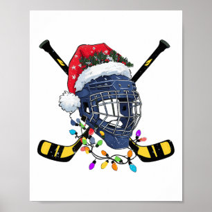Affiche Casque de hockey sur glace de Noël Santa Xmas