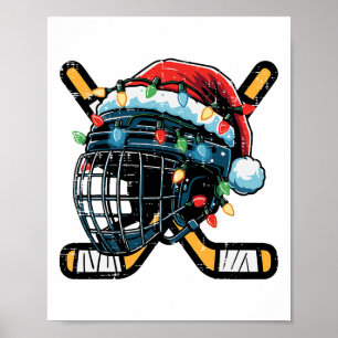 Affiche Casque de hockey sur glace de Noël Santa Xmas Homm