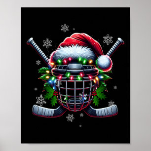 Affiche Casque de Noël de hockey sur glace Chapeau de Père
