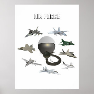 Affiche Casque de pilote de l'aviation américaine avec avi