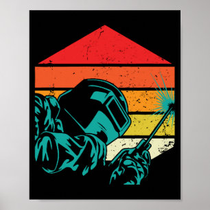 Affiche Casque de soudage Vintage rétro Silhouette Soudeur