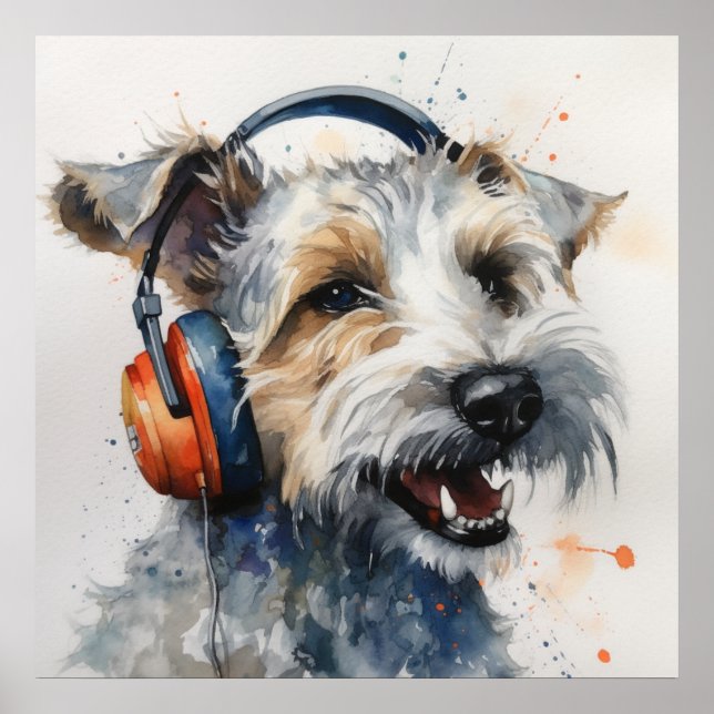 Affiche Casque d'écoute Terrier Music Factory Art (Devant)