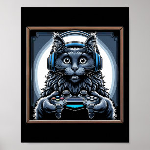 Affiche Casque Jeux Vidéo Chat Nebelung Gaming