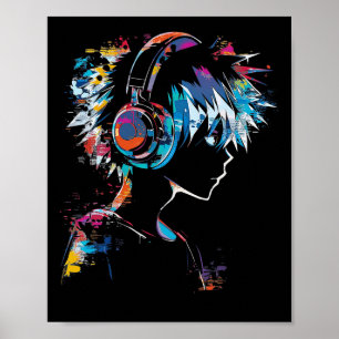 Affiche Casque Motif Anime Manga Motif Illustration de l'a