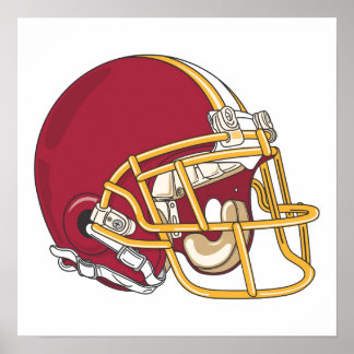 Affiche Casque Red & Gold Football