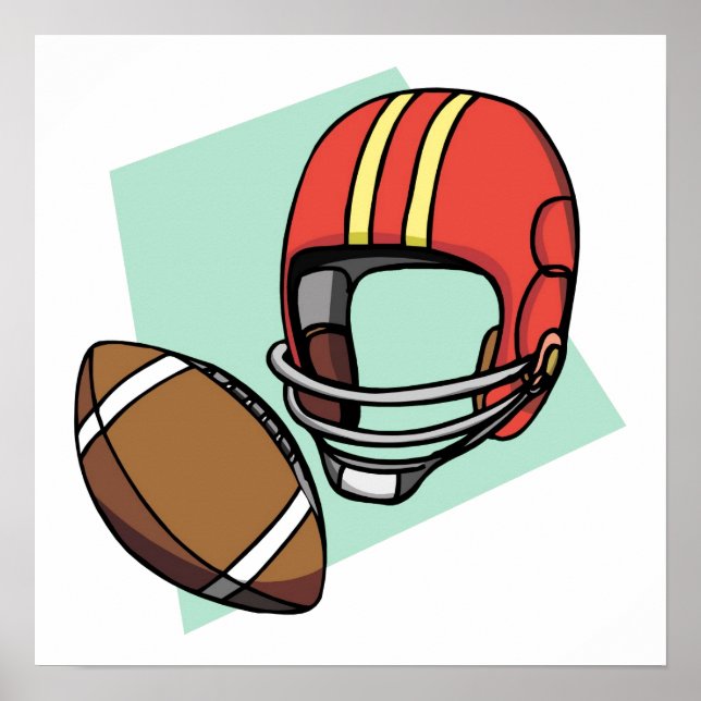 Affiche casque rouge football (Devant)