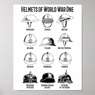 Affiche Casques de soldats de la Première Guerre mondiale