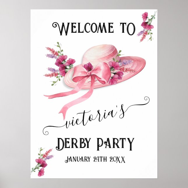 Affiche Casquette à fleurs roses Derby Fête des mariées Af (Devant)