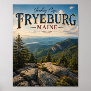 Affiche Casquette de Jockey Fryeburg Maine Vue de montagne