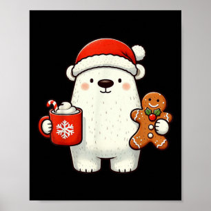 Affiche Casquette de Père Noël ours polaire Noël vacances