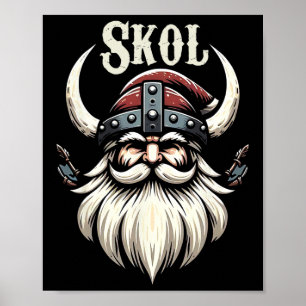 Affiche Casquette de Père Noël Viking Pyjama de Noël Cool 