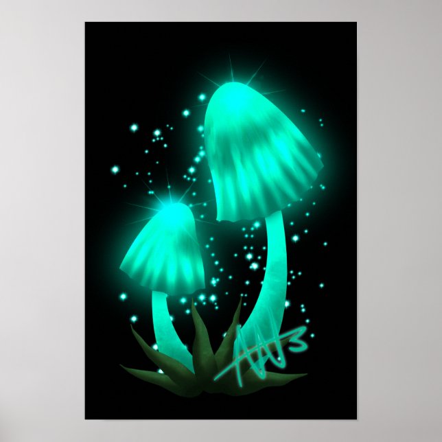Affiche Casquette de Pixie psychédélique de Cyan brillant (Devant)