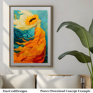 Affiche Casquette de tournesol moderne unique peinture inh