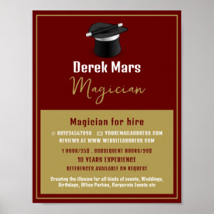 Affiche Casquette et baguette de magicien, publicité de ma
