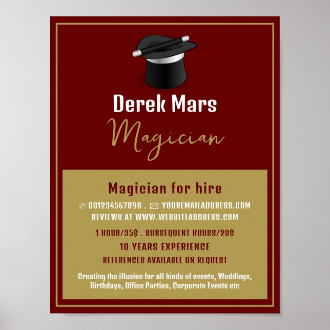 Affiche Casquette et baguette de magicien, publicité de ma (Devant)