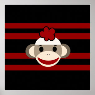 Affiche Casquette Fleur de singe rouge et noire