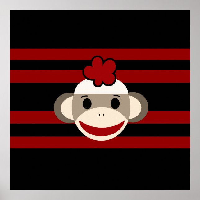 Affiche Casquette Fleur de singe rouge et noire (Devant)