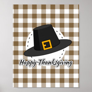 Affiche Casquette pèlerin noir sur plan Brown - Thanksgivi