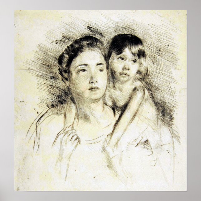 Affiche Cassatt - Denise Tenant Son Enfant Des Deux Mains (Devant)