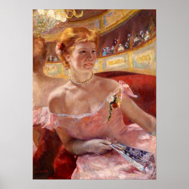 Affiche Cassatt - Femme au collier de perles dans une loge (Devant)