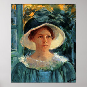 Affiche Cassatt - Jeune Femme en Vert à l'Extérieur au Sol