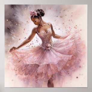 Affiche Casse-noires Ballerina noire en Tutu rose floral