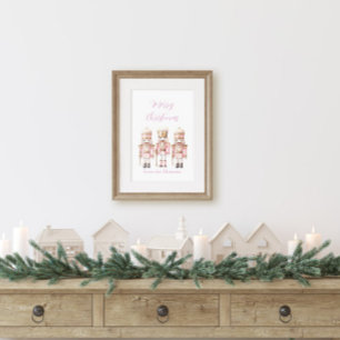Affiche Casse-noisette de Noël rose et or