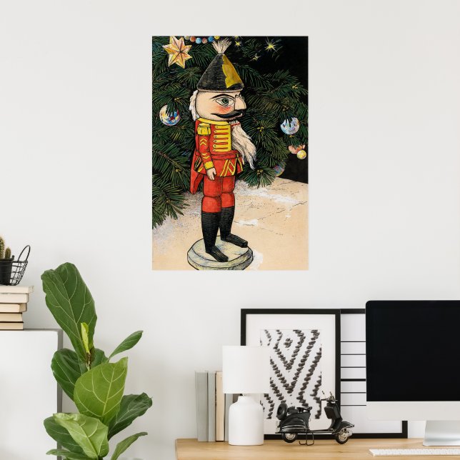 Affiche Casse-noisette vintage sous l'arbre de Noël (Bureau à domicile)