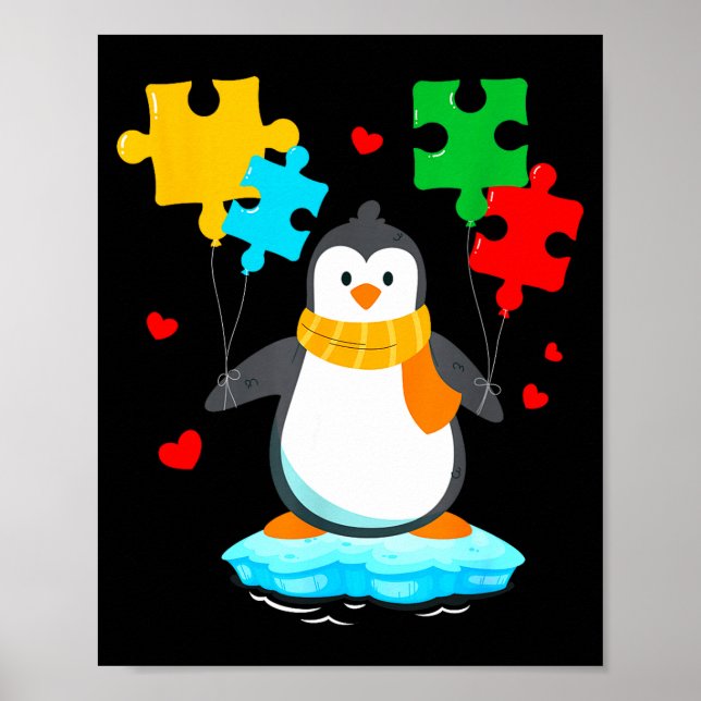 Affiche Casse-tête de pingouin drôle mois de sensibilisati (Devant)