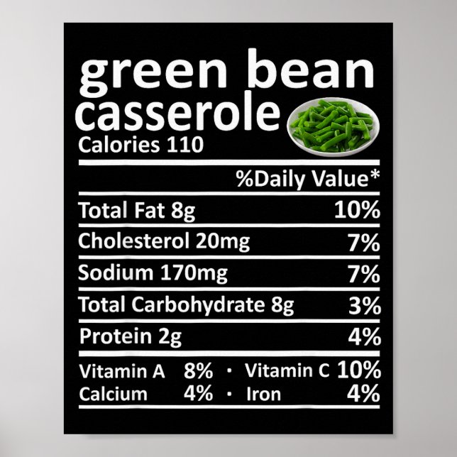 Affiche Casserole de haricot vert Nutrition Faits alimenta (Devant)