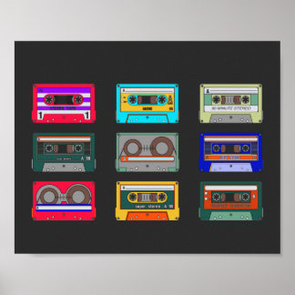 Affiche Cassettes colorées rétro Nostalgie des années 80