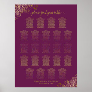 Affiche Cassis violet 23 Mariage de table Planche de siège